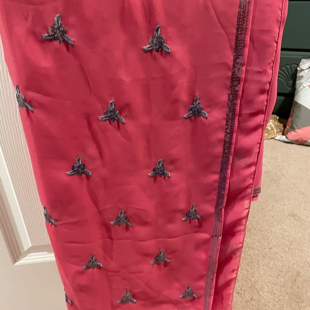 Elegant Pink Embroidered Saree
